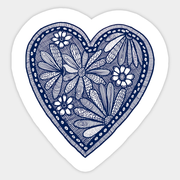 Flowers in a heart Sticker by Puddle Lane Art